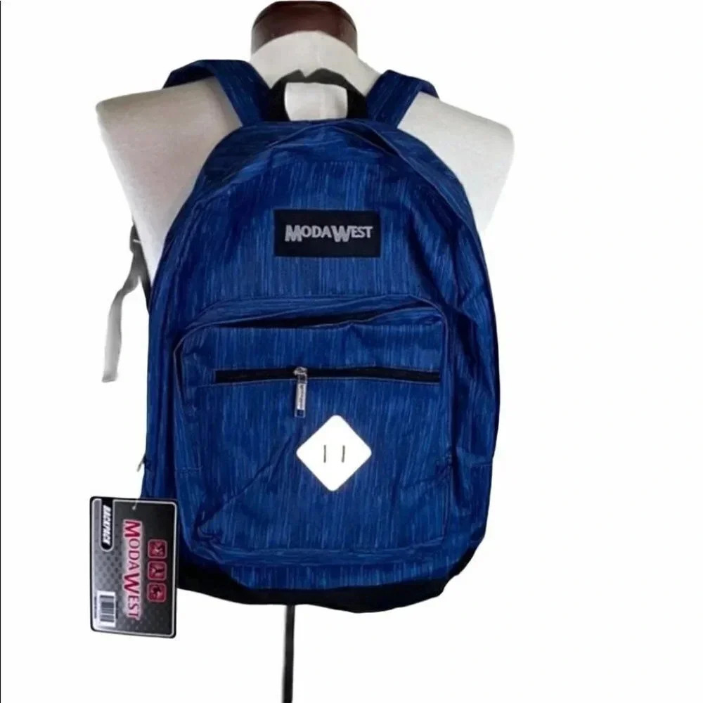 Moda West Backpack Large Blue Heathered Adjustable‎ Straps NWT